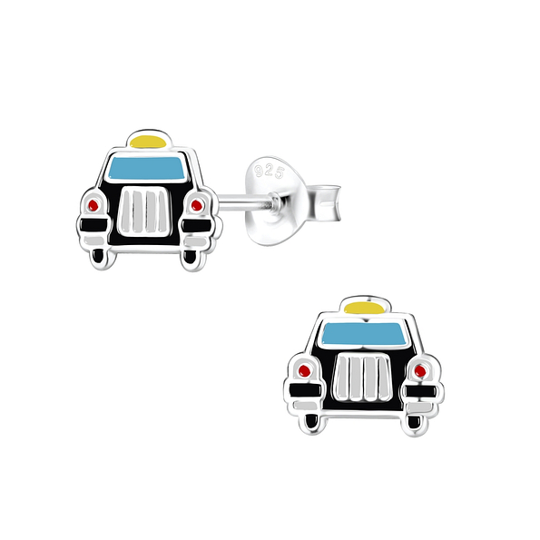 Silver Taxi Stud Earrings - 8084