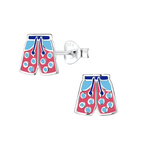Silver Swim Trunks Stud Earrings - 8056