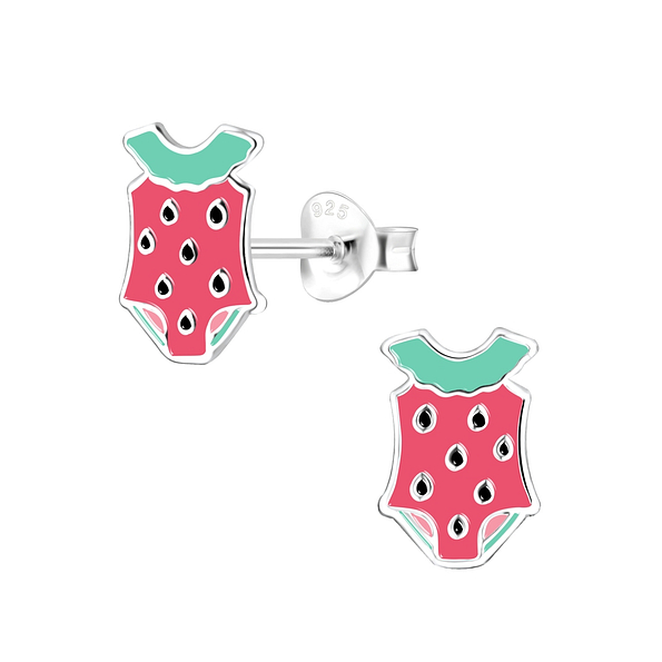 Silver Swim Suit Stud Earrings - 8058