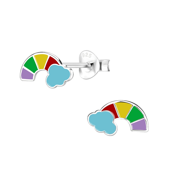 Silver Rainbow Stud Earrings - 8067