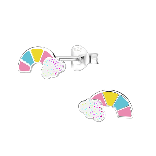 Silver Rainbow Stud Earrings - 8068