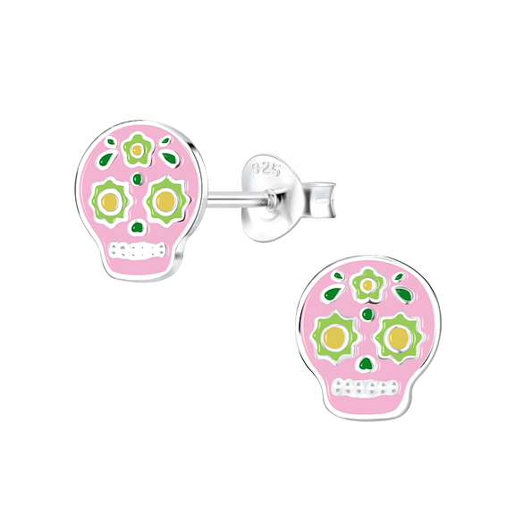Silver Skull Stud Earrings - 8244 Silver Skull Stud Earrings - 8244