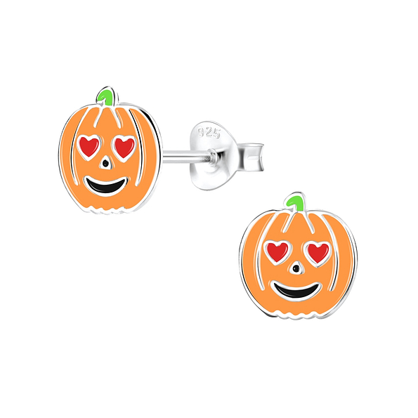 Silver Pumpkin Stud Earrings - 8253