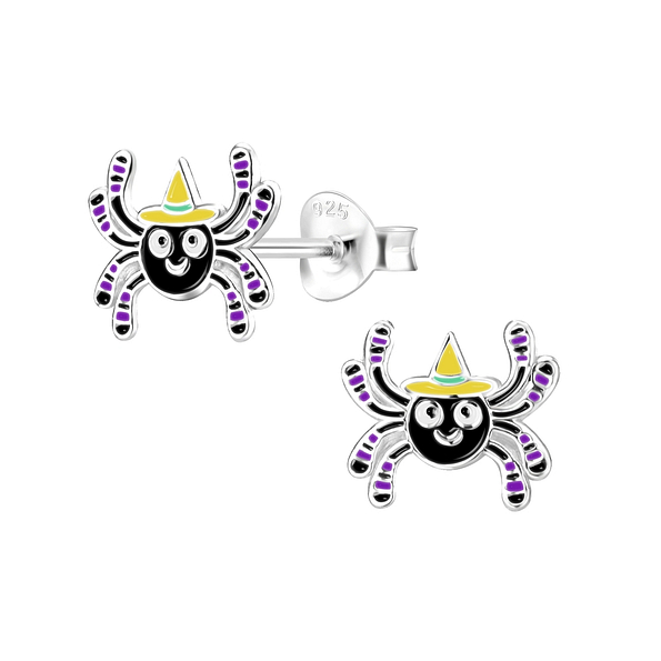 Silver Spider Stud Earrings - 8295