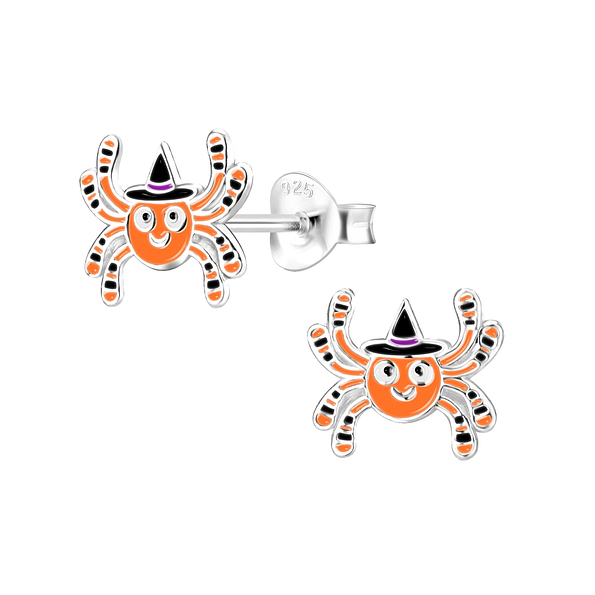 Silver Spider Stud Earrings - 8294