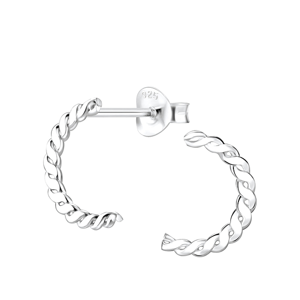 Silver Twisted Stud Earrings - 8172