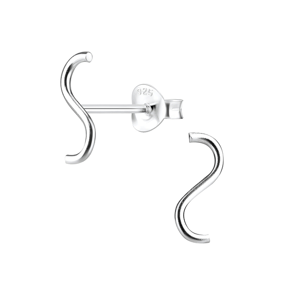 Silver Wire Stud Earrings - 8178