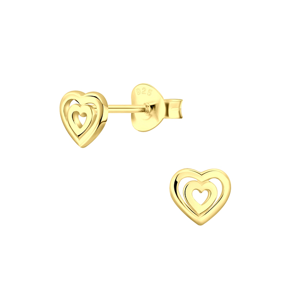 Silver Heart Stud Earrings - 5222