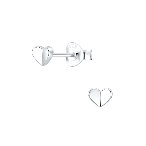 Silver Heart Stud Earrings - 5032