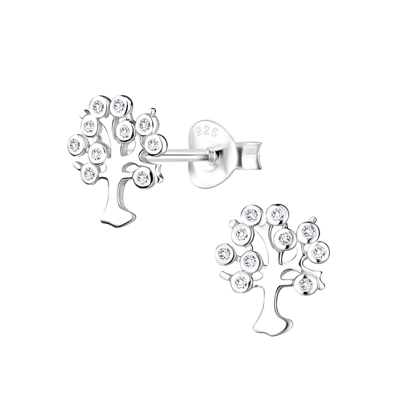 Silver Tree of Life Stud Earrings - 8241