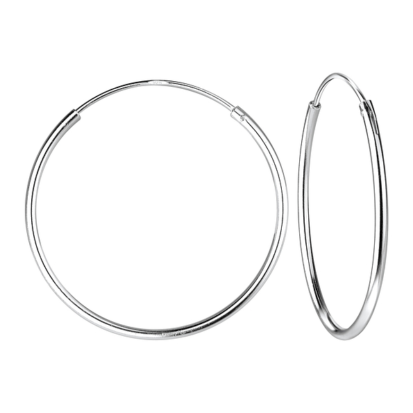25mm Silver Hoop Earrings - 4482