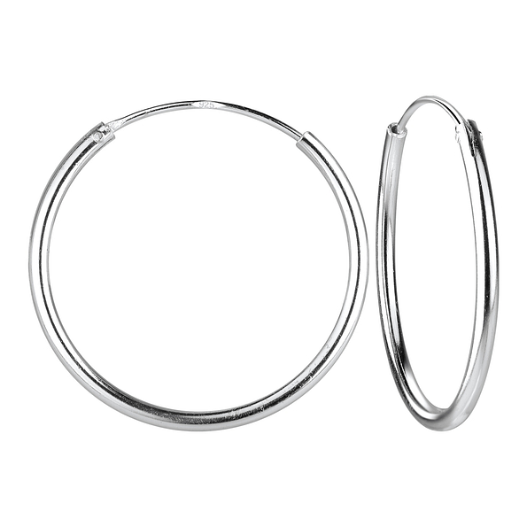 25mm Silver Hoop Earrings - 4472