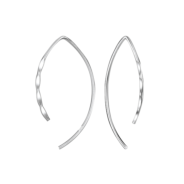 Silver Patterned Thread Through Earrings - 8193