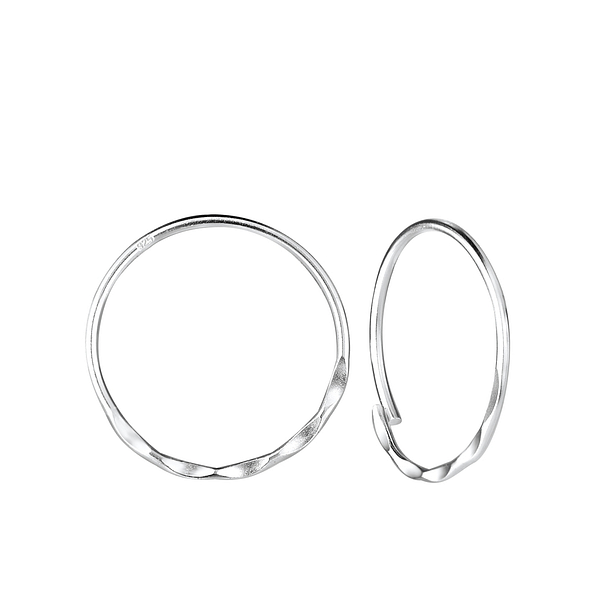 18mm Silver Patterned Hoop Earrings - 8196