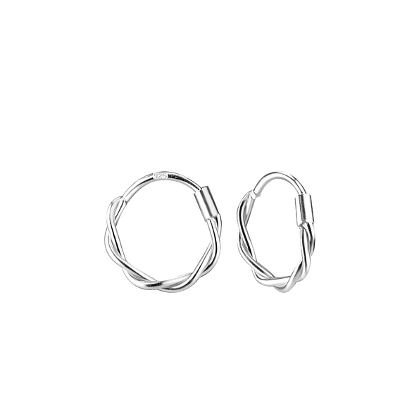 11mm Silver Twisted Hoop Earrings - 8203