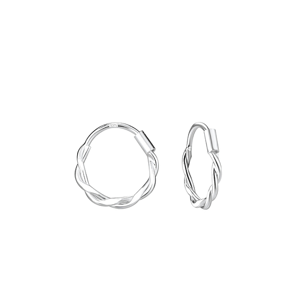 11mm Silver Twisted Hoop Earrings - 8205