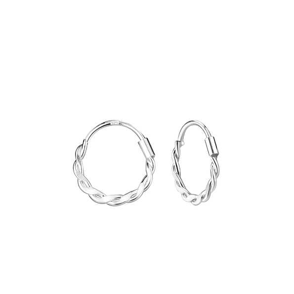 11mm Silver Twisted Hoop Earrings - 8206
