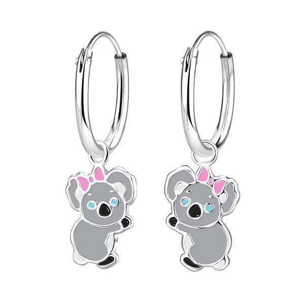 Silver Koala Charm Hoop Earrings - 8267 Silver Koala Charm Hoop Earrings - 8267