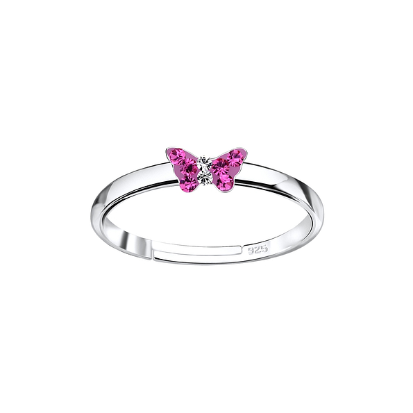 Silver Butterfly Adjustable Ring - 8816