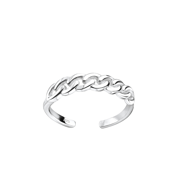Silver Patterned Toe Ring - 8122