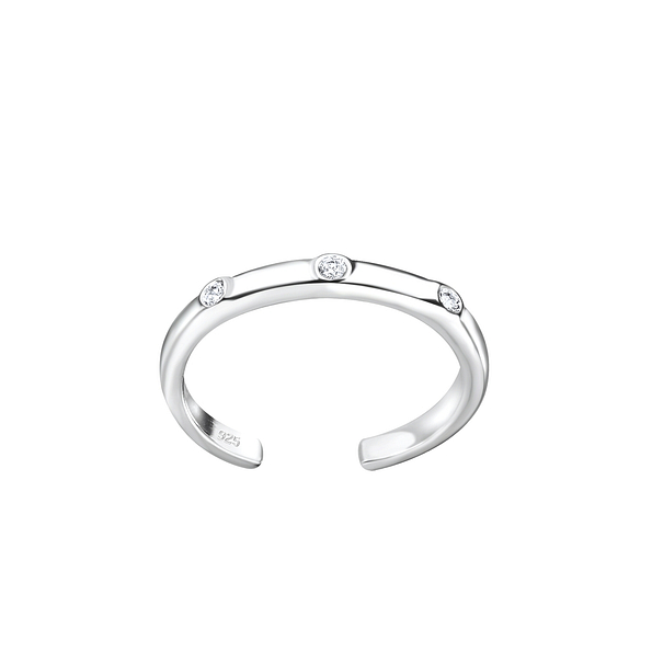 Silver Cubic Zirconia Toe Ring - 8135 Silver Cubic Zirconia Toe Ring - 8135