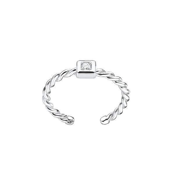 Silver Square Twisted Toe Ring - 8138