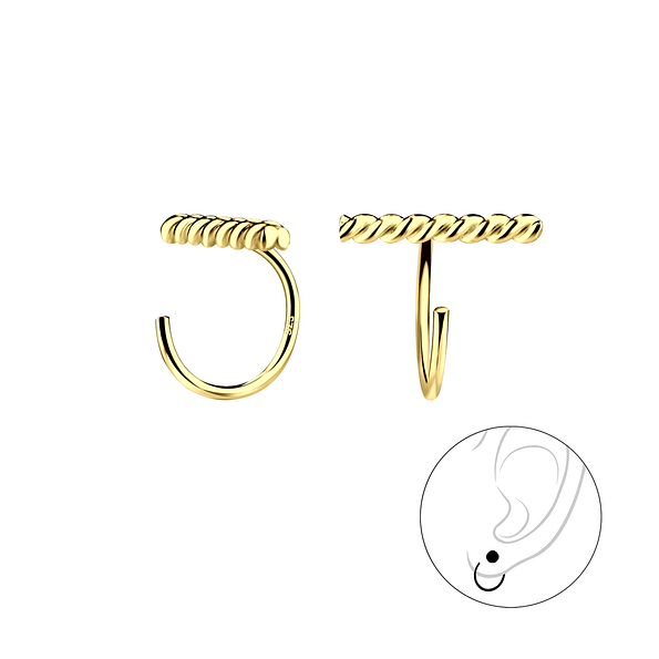 Silver Twisted Bar Ear Huggers - 8478 Silver Twisted Bar Ear Huggers - 8478