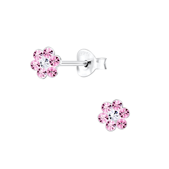 Silver Flower Stud Earrings - 2125