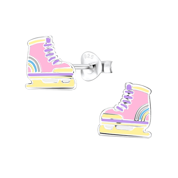 Silver Roller Blade Stud Earrings - 8420