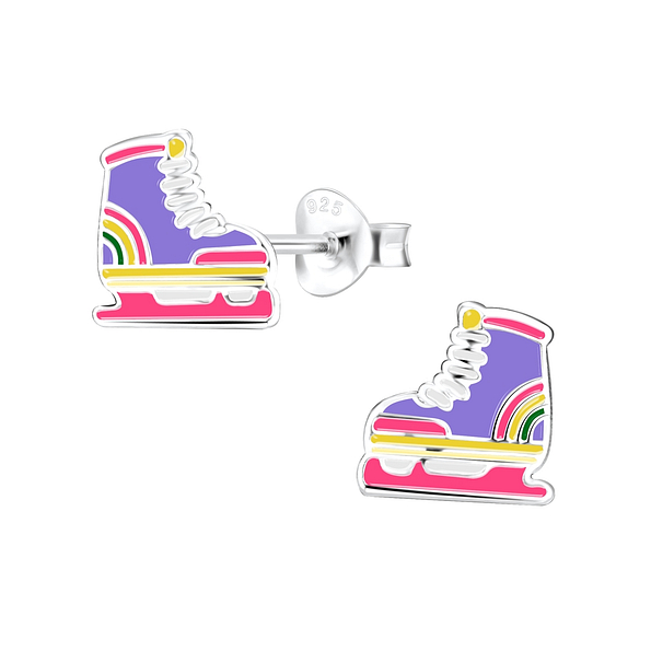 Silver Roller Blade Stud Earrings - 8422