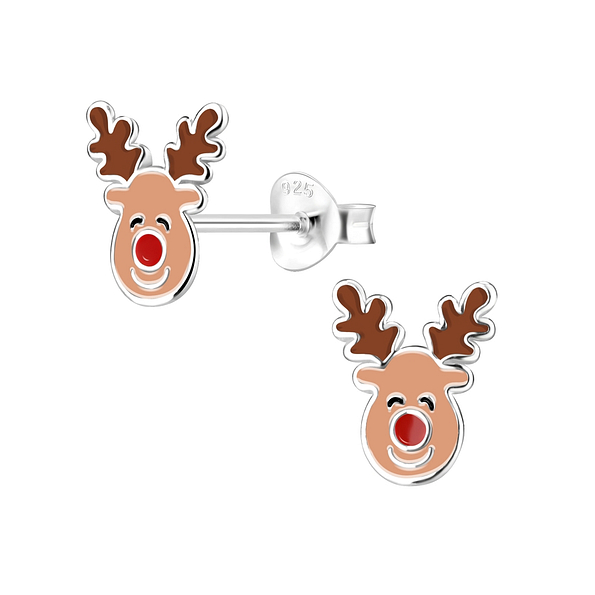 Silver Reindeer Stud Earrings - 8363