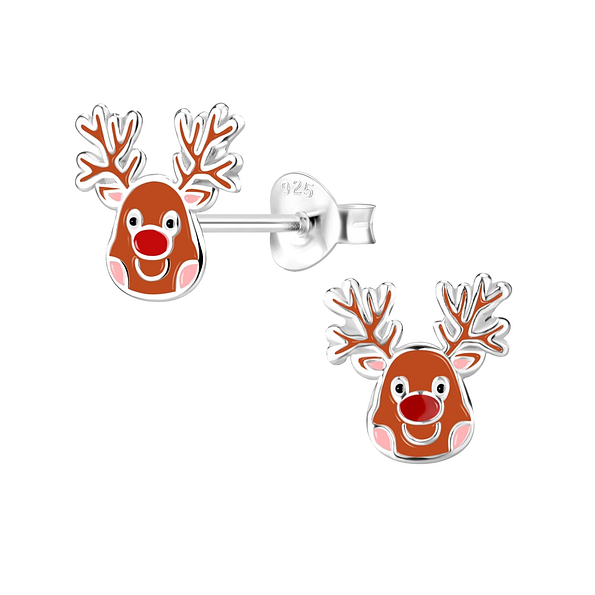 Silver Reindeer Stud Earrings - 8365