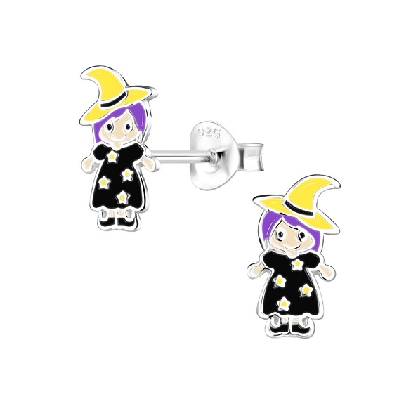Silver Witch Stud Earrings - 8324