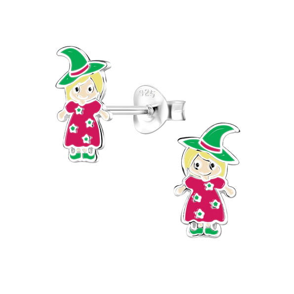 Silver Witch Stud Earrings - 8326