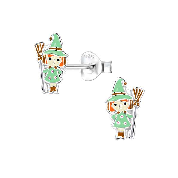 Silver Witch Stud Earrings - 8328
