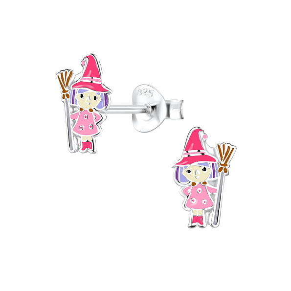 Silver Witch Stud Earrings - 8329