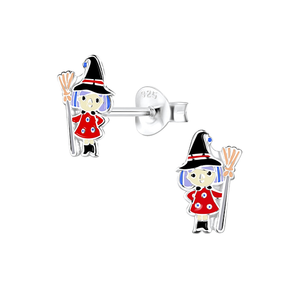 Silver Witch Stud Earrings - 8327