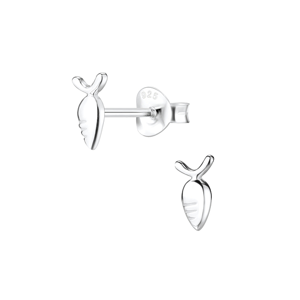 Silver Carrot Stud Earrings - 8367