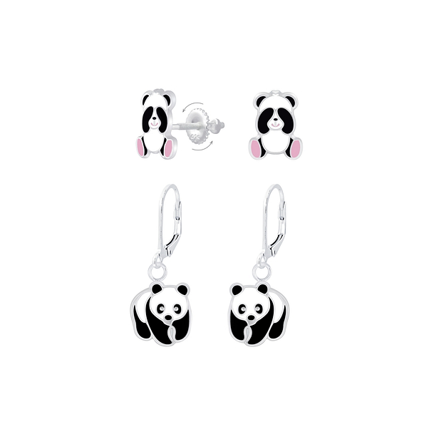 Silver Panda Earrings Set - 8390 Silver Panda Earrings Set - 8390