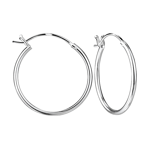20mm Silver French Lock Hoop Earrings - 8351