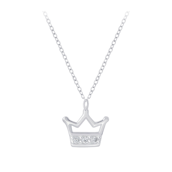 Silver Crown Necklace - 8306