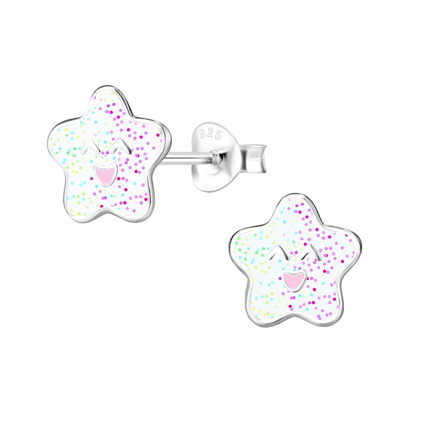 Silver Star Stud Earrings - 8074