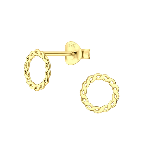 Silver Patterned Stud Earrings - 8468