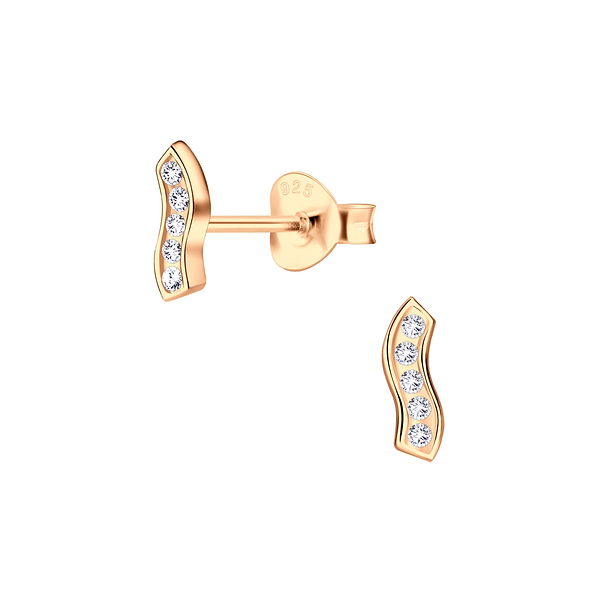 Silver Wave Stud Earrings - 8459