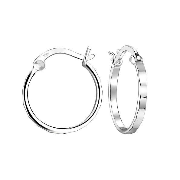 16mm Silver French Lock Hoop Earrings - 8495
