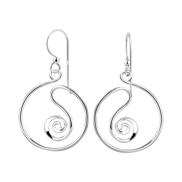 Silver Spiral Earrings - 8510