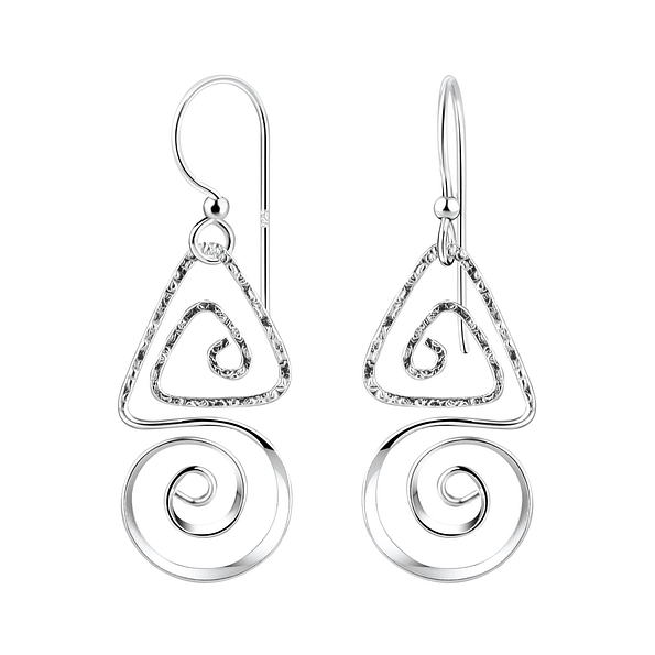 Silver Spiral Earrings - 8522