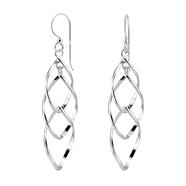Silver Twisted Earrings - 8527