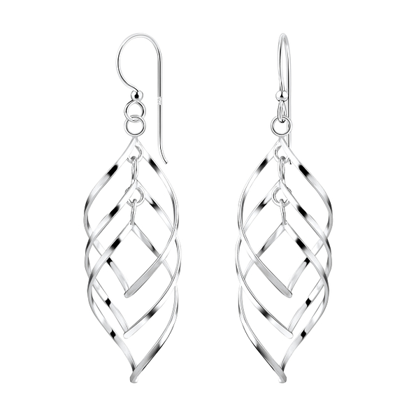 Silver Twisted Earrings - 8533