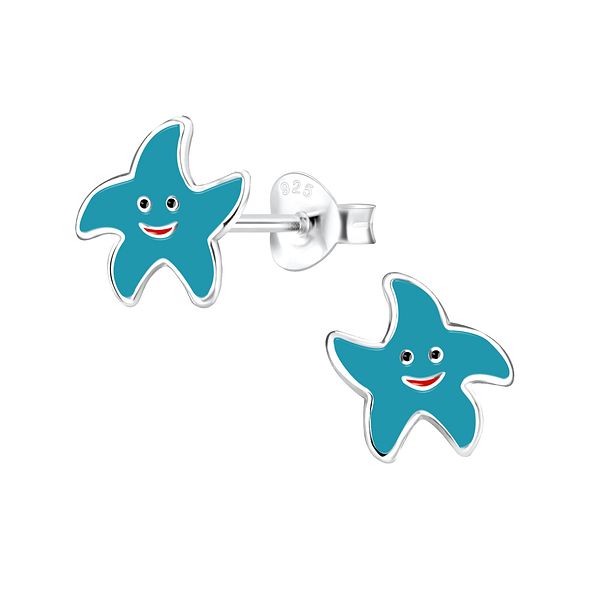 Silver Starfish Stud Earrings - 7996